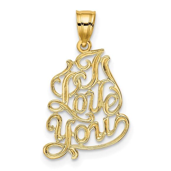 Kazi Luxury 14k Yellow Gold I LOVE YOU Script Charm
